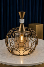 Suspension Orientale AUDI 3 Lampes Cercle Décoré – Lustre Moderne Luxe en Métal