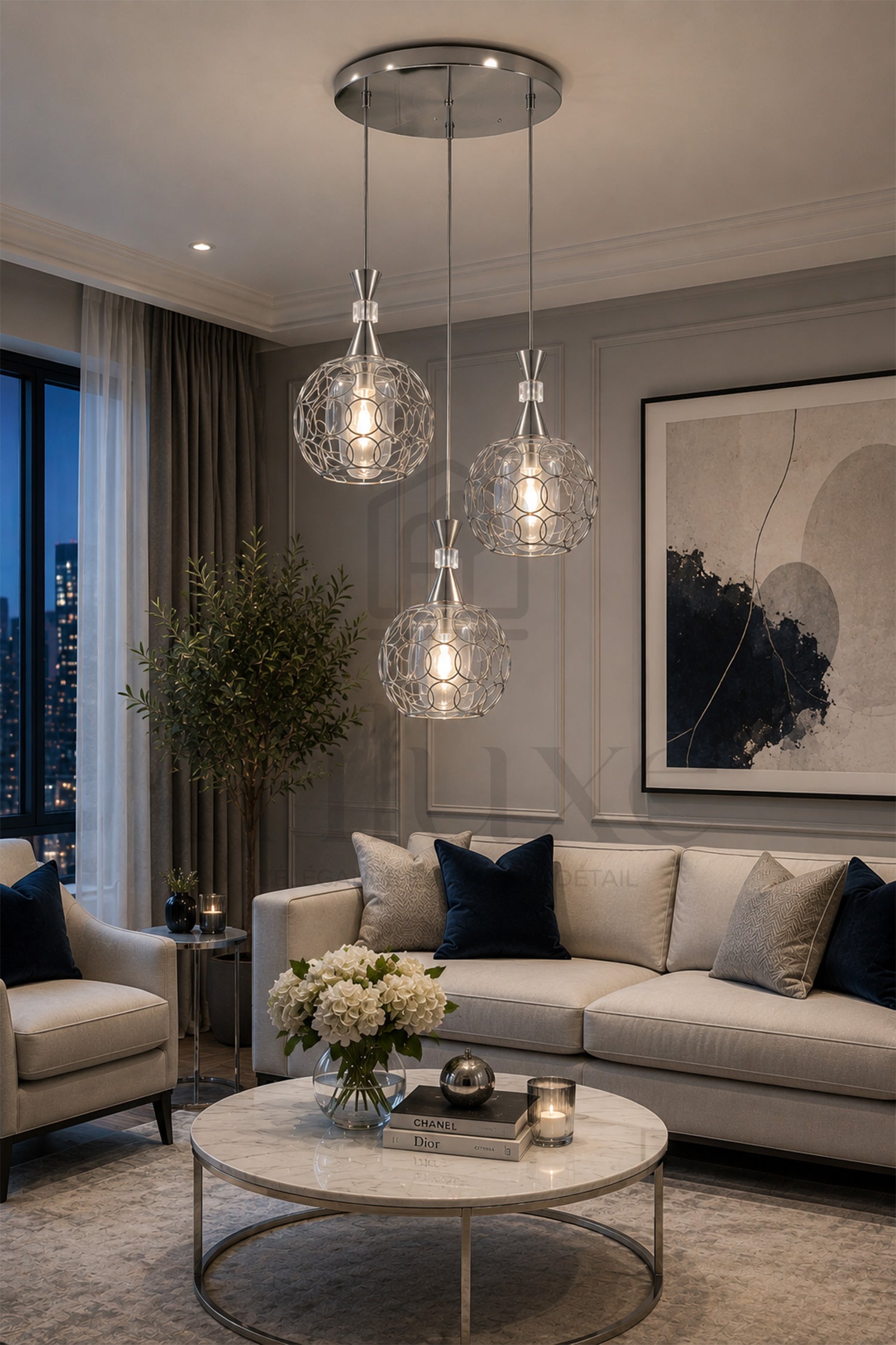 Suspension Orientale AUDI 3 Lampes Cercle Décoré – Lustre Moderne Luxe en Métal