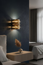 Applique Murale Cristal Moderne – Inox Décorée Cristaux Carrés Lumineux