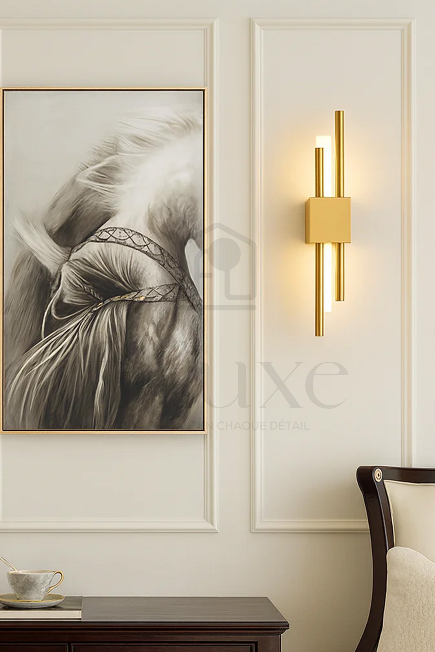Applique Murale LED Dorée Double Tube – Design Moderne