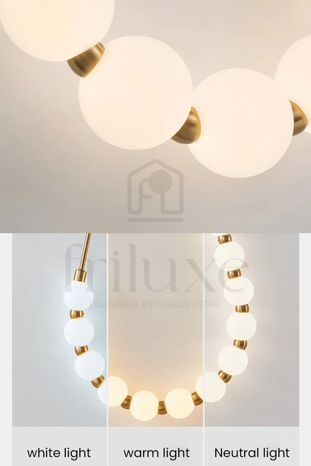 Applique Murale LED Maggy Perles Blanches Dorée 3 Températures