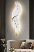 Applique Murale Plume LED Design Moderne Blanc & Or Décorative
