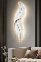 Applique Murale Plume LED Design Moderne Blanc & Or Décorative