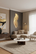 Applique Murale Plume LED Design Moderne Blanc & Or Décorative