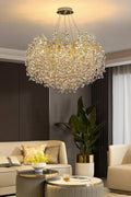 Lustre LED Moderne Doré en Cristal et Verre – Salon Marocain & Intérieur Chic