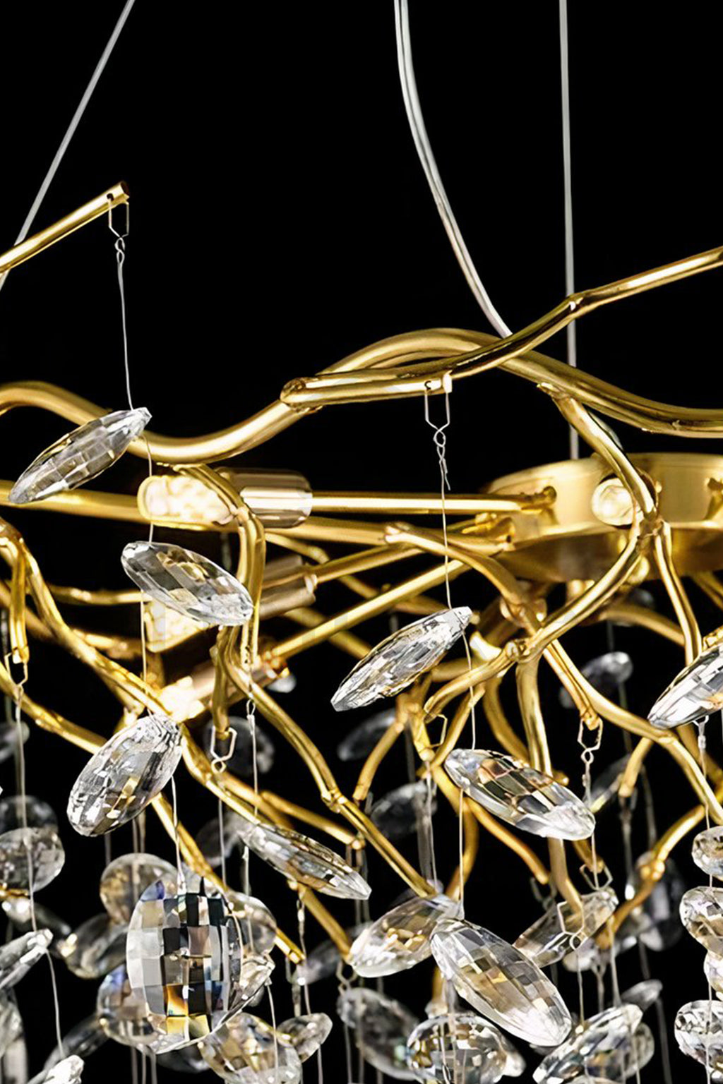 Lustre Majestueux Moderne en Cristal à Branches et Pampilles