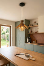 Suspension Bois Design Naturel – Globe Verre – Luminaire Pendant Minimaliste