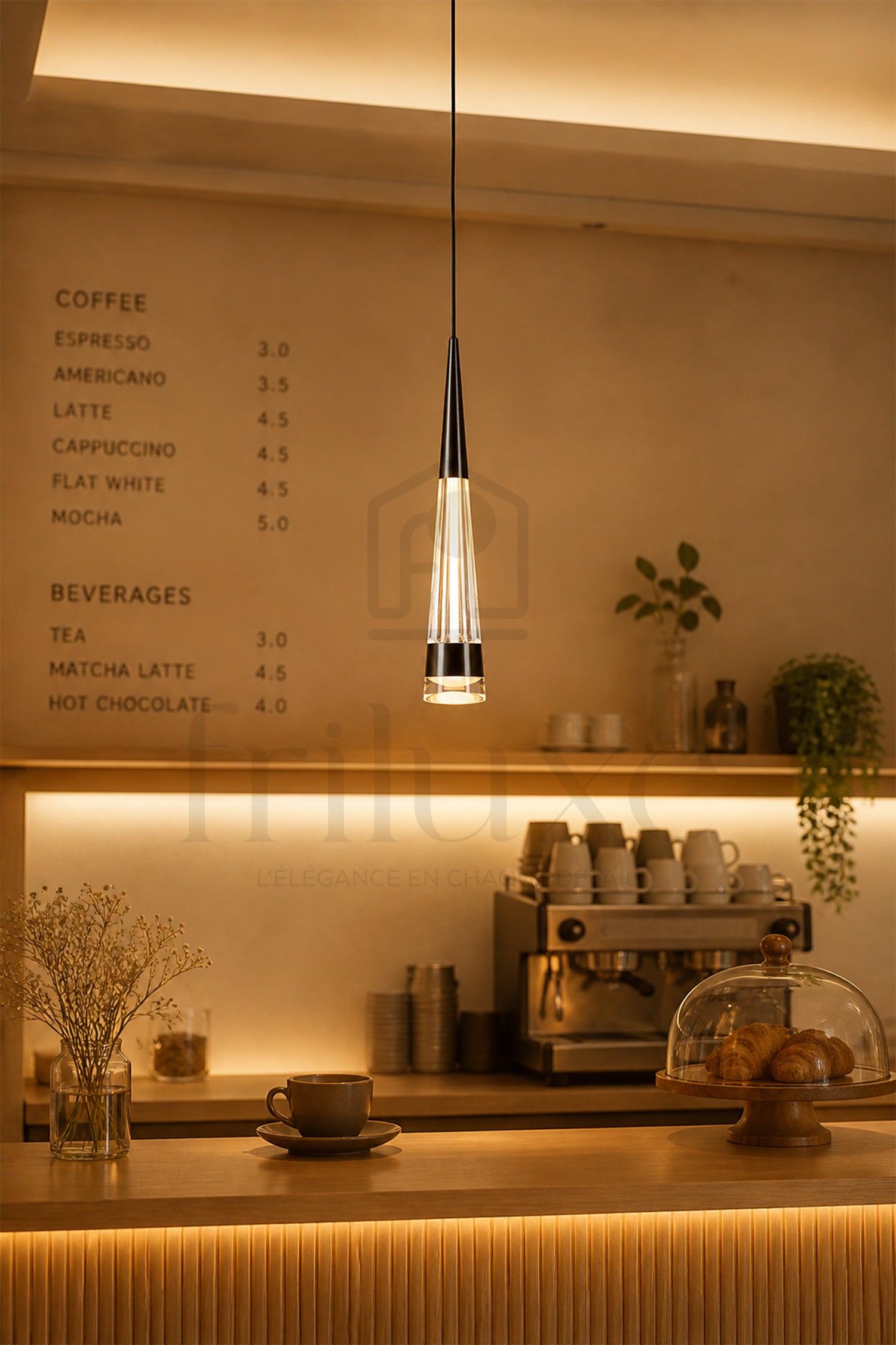 Suspension Conique Verticale LED – Design Élancé & Élégance Contemporaine