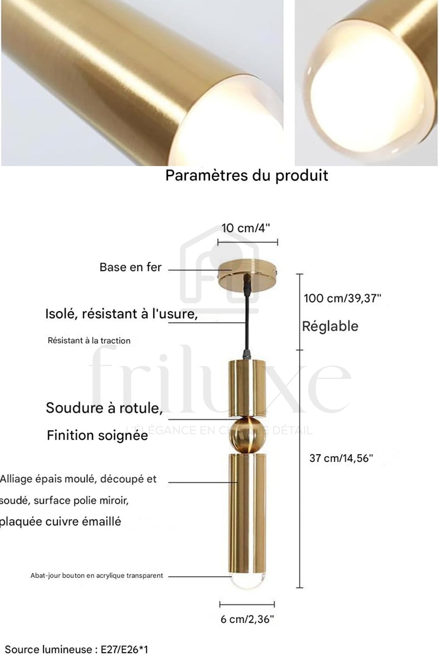 Suspension Fulcrum Moderne 3 Mini Tubes Design Élégant