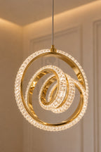 Suspension LED Cristal Sculptural – Halo Circulaire Élégance