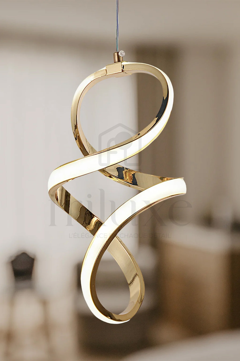 Suspension LED Minimalist Tube Dorée Design Moderne 3 Ambiances