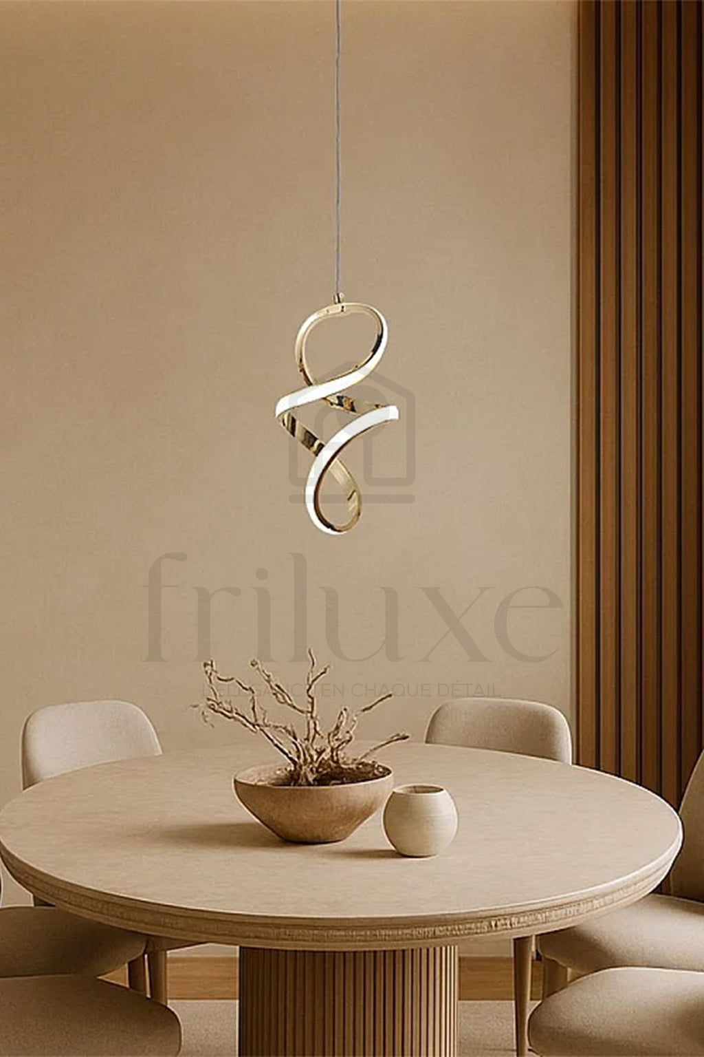 Suspension LED Minimalist Tube Dorée Design Moderne 3 Ambiances