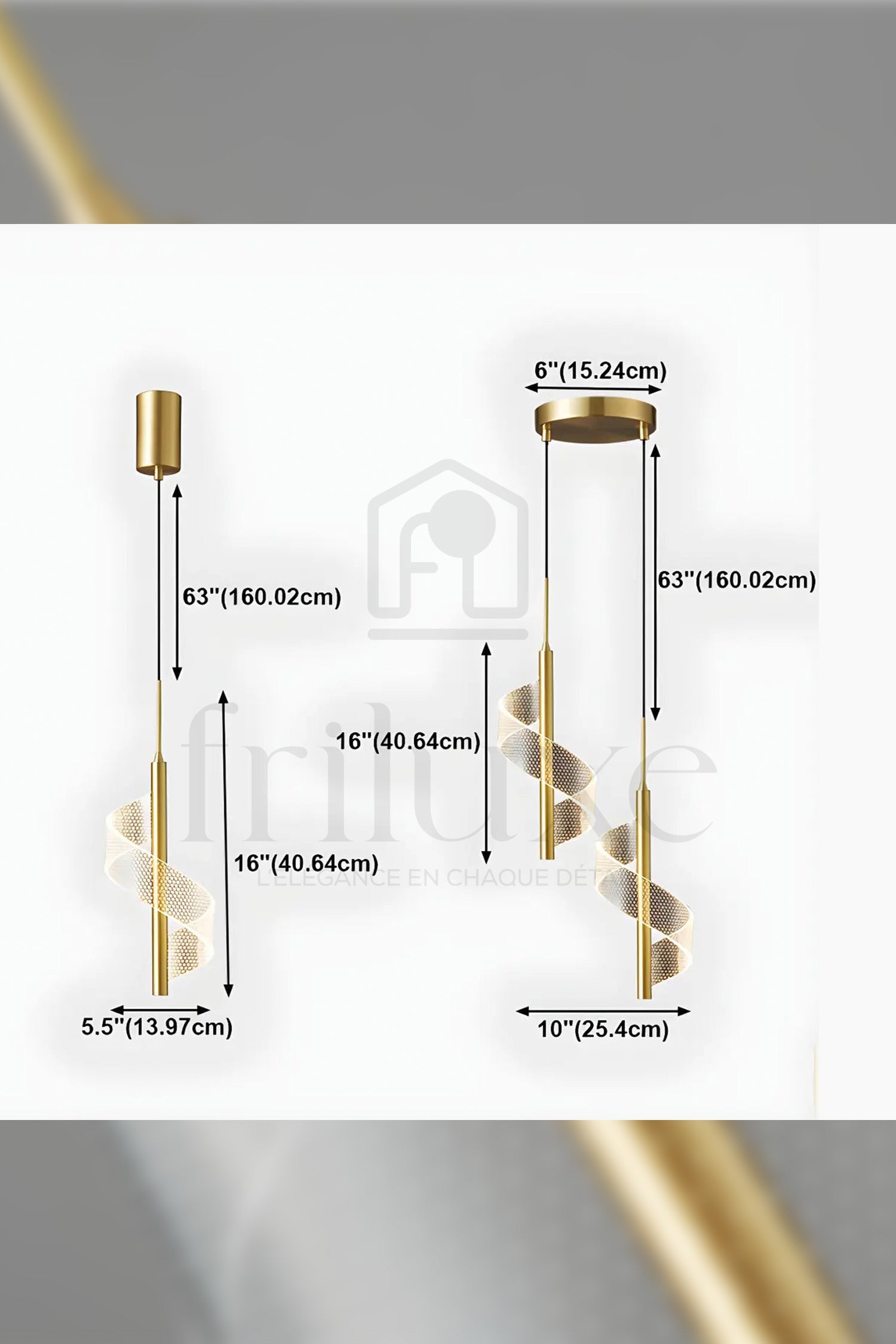 Suspension LED Ruban d’Or – Design Hélice 3 Ambiances