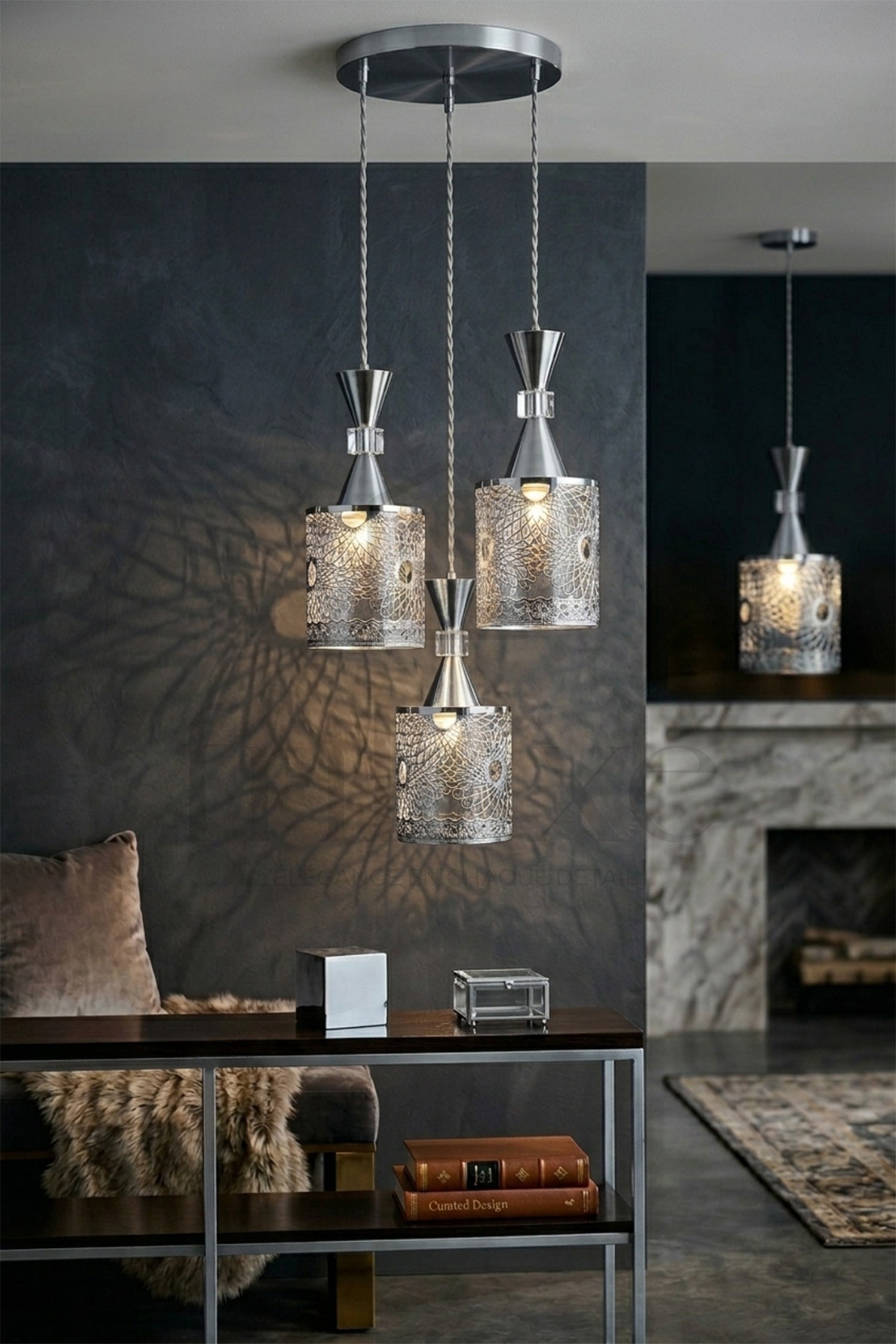 Suspension Orientale FARACHA 3 Lampes – Lustre Moderne Luxe en Métal