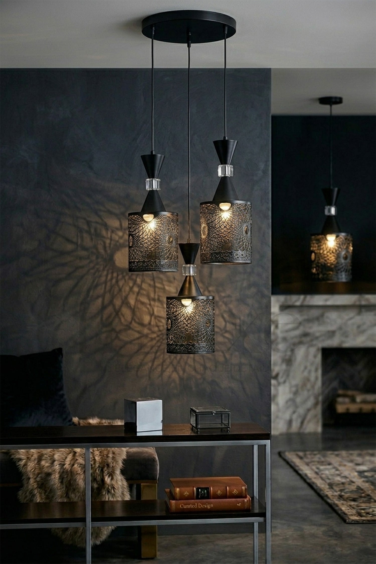 Suspension Orientale FARACHA 3 Lampes – Lustre Moderne Luxe en Métal