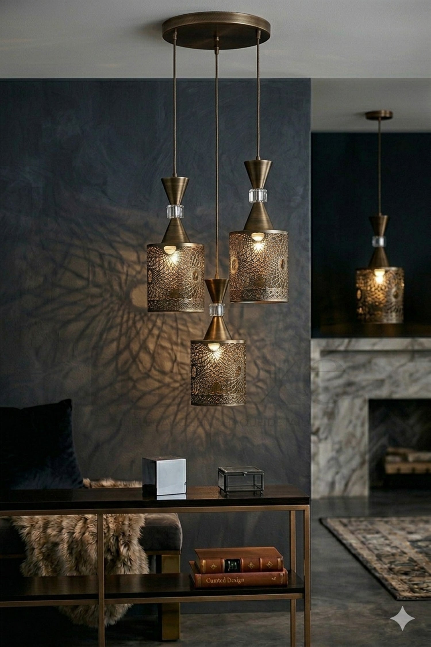 Suspension Orientale FARACHA 3 Lampes – Lustre Moderne Luxe en Métal