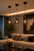 Suspension Orientale AHRAM Long 3 Lampes géométrique – Lustre Moderne Luxe en Métal