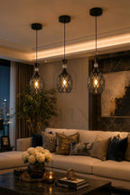 Suspension Orientale AHRAM Long 3 Lampes géométrique – Lustre Moderne Luxe en Métal