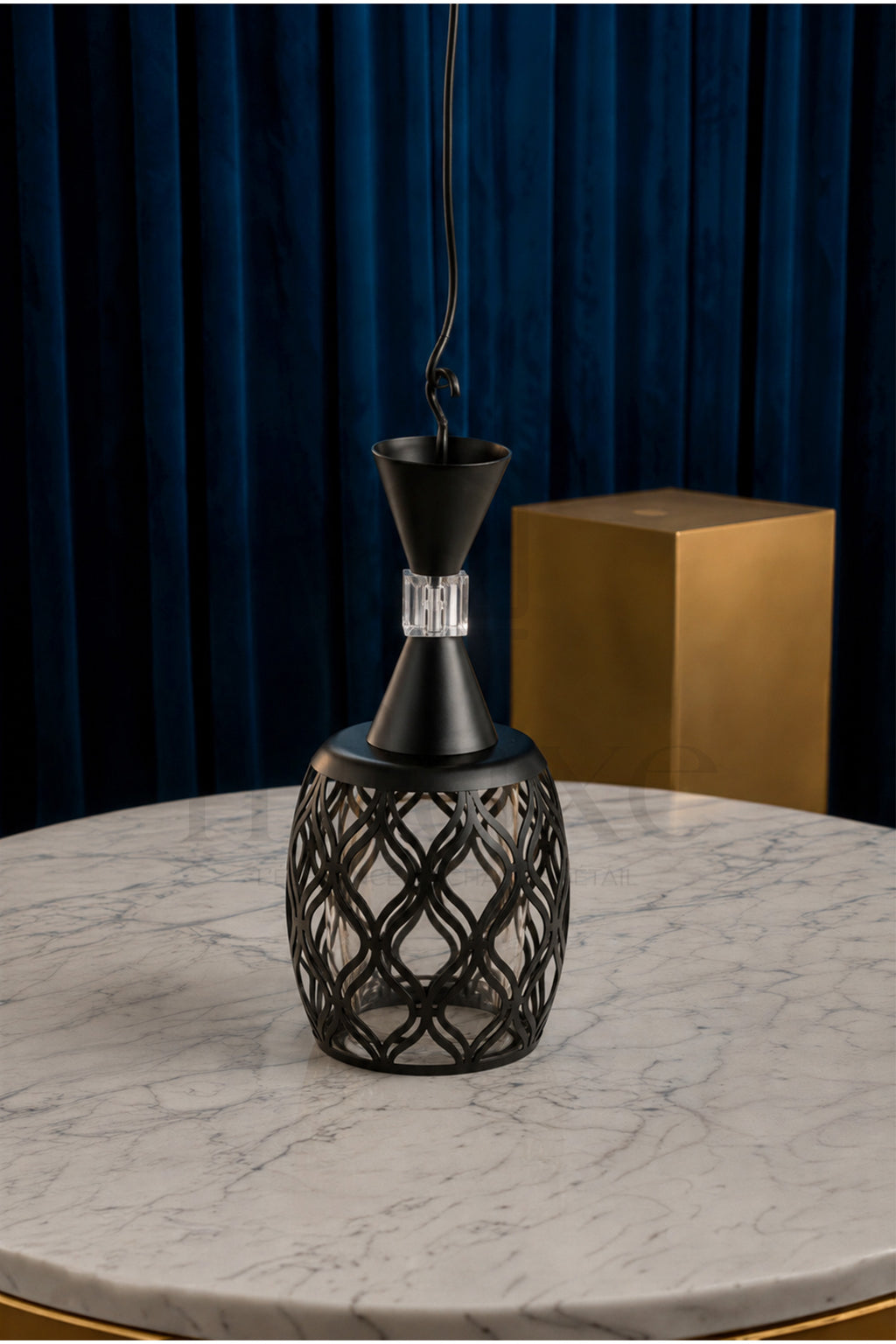 Suspension Orientale AHRAM Long 3 Lampes géométrique – Lustre Moderne Luxe en Métal