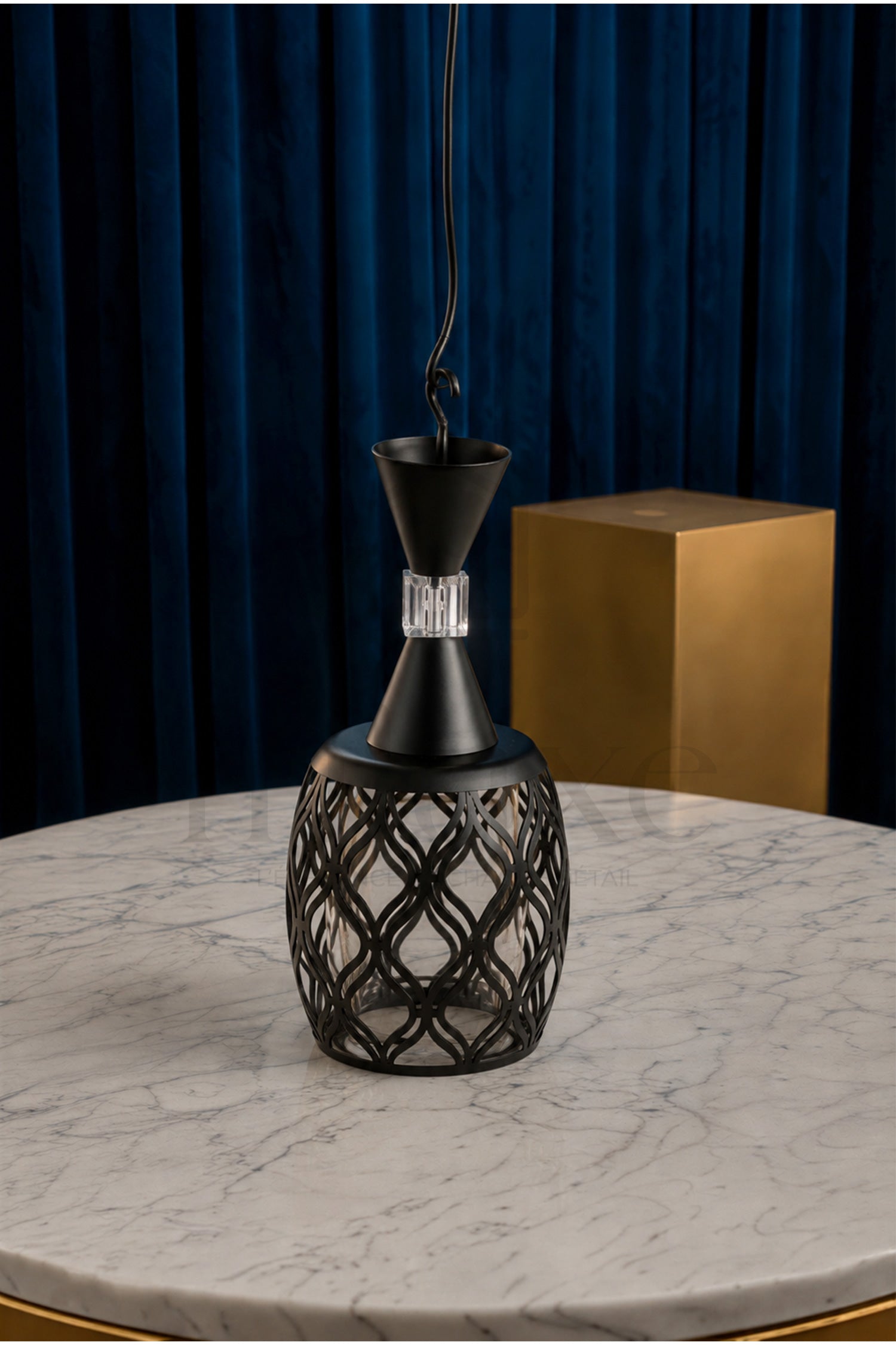 Suspension Orientale AHRAM Long 1 Lampe géométrique – Lustre Moderne Luxe en Métal