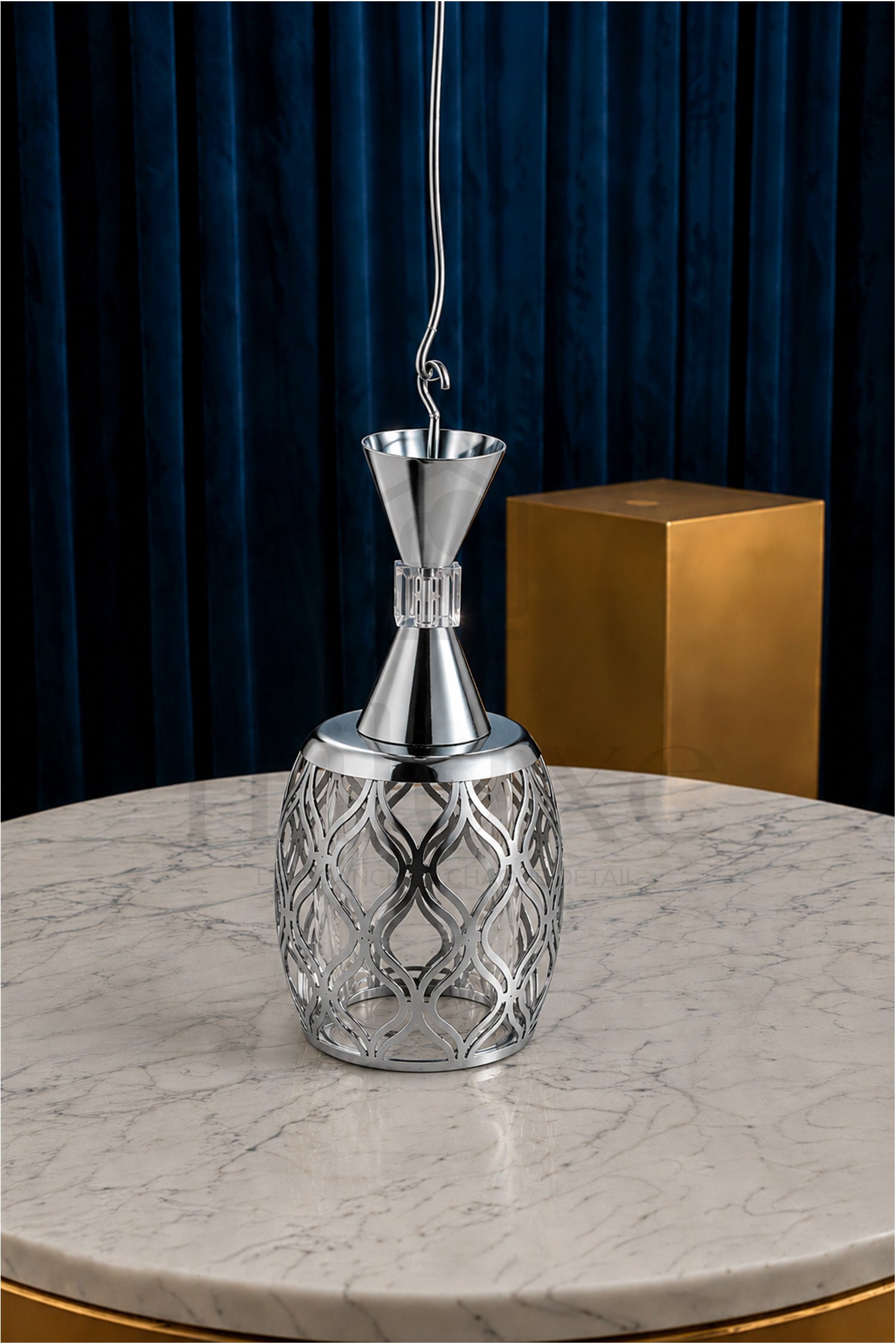 Suspension Orientale AHRAM Long 1 Lampe géométrique – Lustre Moderne Luxe en Métal